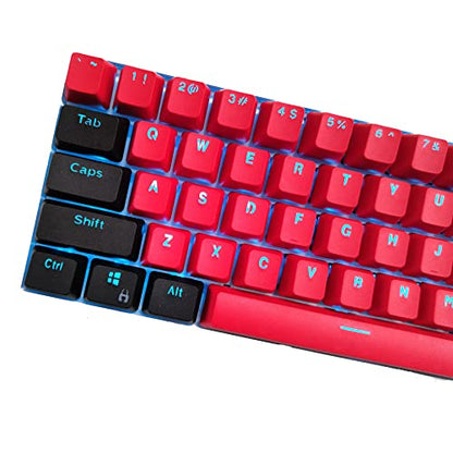(keycap only) PBT keycap, 104-key Customization, 60% Backlight with Key Puller OEM Configuration American Layout, Suitable for 61/87/104 Mechanical Keyboard (Red+Black) - color: Red+Black