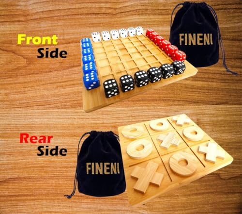 Dice Battle and TicTacToe Dual Sides Board Games, Wooden Coffee Table Games for Adults, 2~4 Player Bar Dice Games, Indoor Tabletop Game & 4 Players Wood Table Top Dice Game (Dual(2~4)/Log) - color: Dual(2~4)/Log