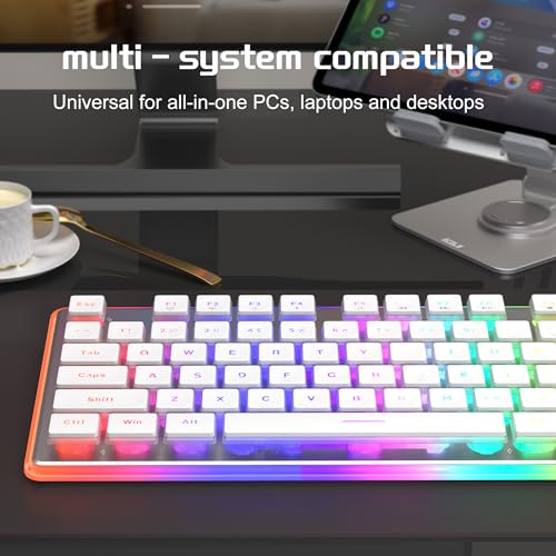 Camiysn Gaming Creamy Keyboard and Mouse, White 104 Keys RGB and 6 Speed RGB Mouse Combo, Pudding Keycaps Silent Computer Keyboard for Computer/PC/Laptop/Mac/Windows/Office - color: White