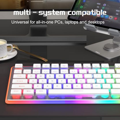 Camiysn Gaming Creamy Keyboard and Mouse, White 104 Keys RGB and 6 Speed RGB Mouse Combo, Pudding Keycaps Silent Computer Keyboard for Computer/PC/Laptop/Mac/Windows/Office - color: White