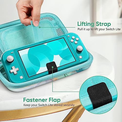 FINTIE Shockproof Carrying Case for Nintendo Switch Lite 2019 | Hard Shell Protective Cover, Portable Travel Storage Bag, Game Card / Micro SD Card Slots, Inner Pocket, Emerald Marble - color: emerald marble