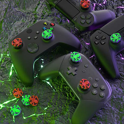 PlayVital Halloween Thumb Grip Caps for Nintendo Switch 2 Pro, Switch Pro Controller, Joystick Caps Cover for ps5, Edge, ps4, Xbox Series X/S, Xbox One, Elite Series 2 Controller - Cthulhu The Octopus - color: Cthulhu The Octopus