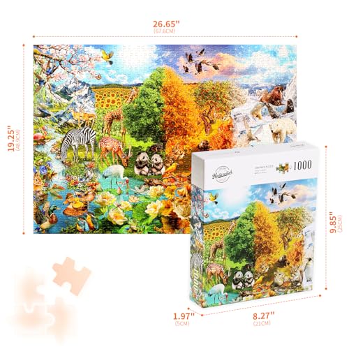 Jigsaw Puzzles for Adults 1000 Pieces, Seasons | Nature Seasons Collection with Spring Autumn Leaves Snow, Challenging Art Puzzle, 20x27 Inches - color: Four Seasons