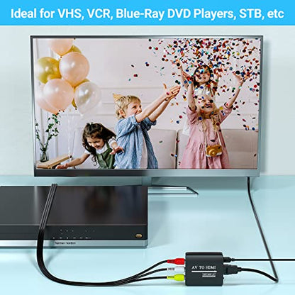 GINGIN RCA to HDMI,AV to HDMI Converter,Composite to HDMI Converter Compatible with WII,PS One,PS2,PS3,STB,Xbox,VHS,VCR,Blue-Ray DVD,with 3.3ft HDMI Cable - style: Converter (with HDMI Cable)