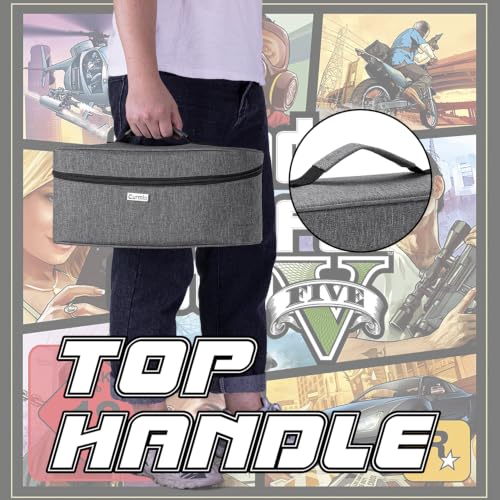 CURMIO Game Disc Holder Case, Storage Bag for Up to 24 Video Discs, Gray | Compatible with PS4/PS4 Pro/PS3/PS5/Xbox One/Xbox Series X/S Video Game Discs, Top Handle, Portable, Home and Travel Use - color: Gray