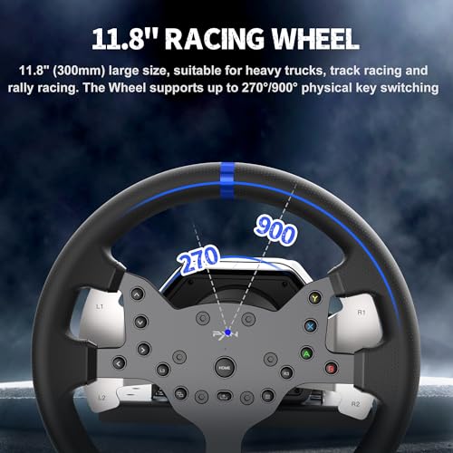 PXN V99 3.2Nm Force Feedback Gaming Steering Wheel | 270-900 Degree, 11.8-inch, Hall 3-Pedal, H Shifter - Sim Racing Wheel for PC, PS4, Xbox One, Xbox Series X|S