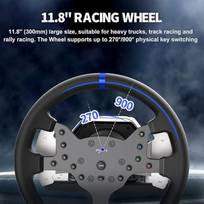 PXN V99 3.2Nm Force Feedback Gaming Steering Wheel | 270-900 Degree, 11.8-inch, Hall 3-Pedal, H Shifter - Sim Racing Wheel for PC, PS4, Xbox One, Xbox Series X|S