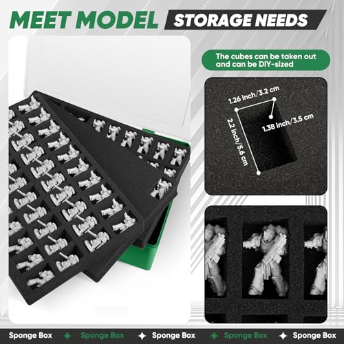 Miniature Storage Carrying Figure Case - 120 Slot Figurine Minature Carrying Case with 3 Foam Layer for Miniatures Compatible with 40k, DND & More (green1) - color: Green1
