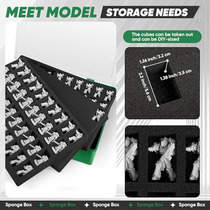 Miniature Storage Carrying Figure Case - 120 Slot Figurine Minature Carrying Case with 3 Foam Layer for Miniatures Compatible with 40k, DND & More (green1) - color: Green1