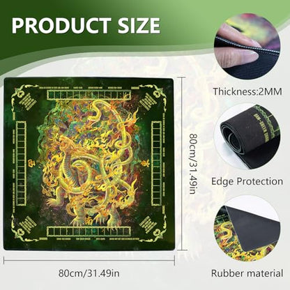 Mahjong Mat,Non-Slip and Noise Reducing Portable Mahjong Accessories | 31.5" x 31.5" with a Carrying Bag,Game Table Mat for Board Games, Card Games, Dominoes - color: Turtle