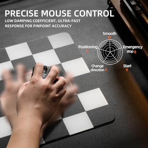 XVX Tempered Glass Gaming Mouse Pad - Ultra-Smooth Micro-Etched Hard Surface for Esports & FPS Games, 16.14"×12.20" Large Checkerboard Mousepad, Durable & Easy to Clean for Gamers/Designers - color: Black