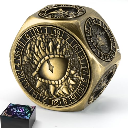 ZHOORQI 8-in-1 DND Dice Set – Metal Spinner Dice with Dual D20, 3D Monster Engravings & Smooth Spinning – Perfect for TTRPG, D and D Dungeons and Dragons Gifts (Bronze) - color: Bronze