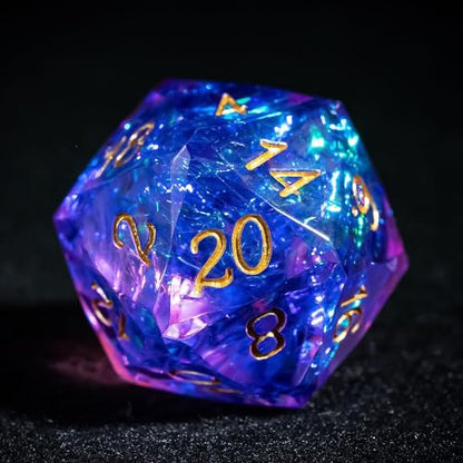 7PCS DND Dice Set,Transparent Sharp Edge Dice Set D&D RPG Polyhedral Die,for Dungeons and Dragons TTRPG Games Roleplaying Game,with Gift Box(Galaxy Purple) - color: Galaxy Purple