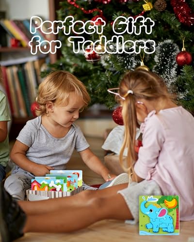 Wooden Puzzles for Toddlers 1-3, 6pcs Animal Jigsaw Puzzles for Toddlers, Montessori Educational Learning Toys for Kids Ages 1-4,Gifts for Boys Girls