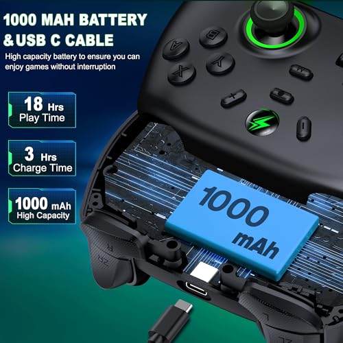 AXYBCOOL Wireless Bluetooth Switch Controller with Charger Station for Nintendo Switch/Lite/OLED/Switch 2 Pro Controller with Charging Dock, Hall Effect Joyticks Switch Remote for iOS/Android/ with Lighting/Turbo/Wakeup