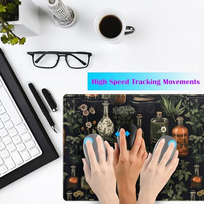 Black Aesthetics Desk Mat Mouse Pad Large Gaming Mouse Pad Desk Pad Mousepad, Mystical Green Plant Computer Laptop Keyboard and Mouse Mat, Desktop Protector Mat for Women Girl Office 31.5x15.8 in - color: Black Mystical Green Plant