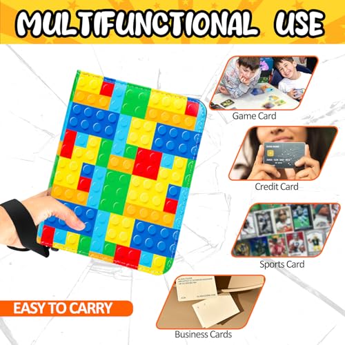 Collectible Trading Card Albums, 400 Card Holders with 50 Removable Sleeves, Portable 4 Pockets Collectible Trading Card Binder, PU Card Collection Binder for MTG, TCG, Sport Card, Game Cards - color: Building Block