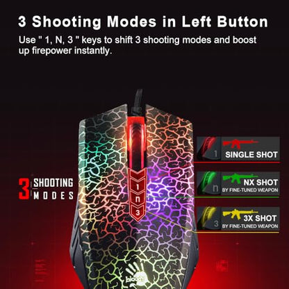 Bloody Optical Gaming Mouse with Light Strike (LK) Switch & Scroll - Fully Programmable and Advance Macros (A70 II) - color: A70