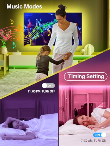 NBBUFF 20FT USB RGB Led Lights for TV 32-80 Inch with Remote & App Control | RGB TV Led Backlight Music Sync, USB Led Light Strip with Remote, App Control Led Lights for Bedroom, Gaming Accessories - size: 20 ft