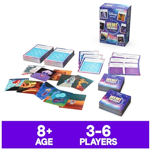 Spin Master Games Disney Meme the Game Card Game | Hilarious Family Caption Contest Game, Pair Disney Scenes with Funny Prompt Cards, For 3-6 Players, Ages 8 & Up - style: Disney Meme Board Game