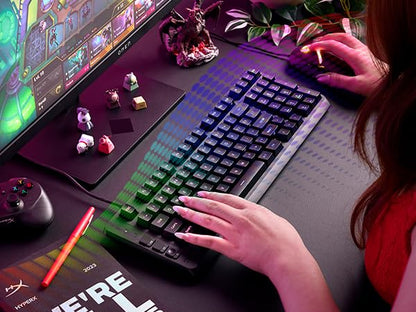 HyperX Eve 1800 – Gaming Keyboard, 1800 Form Factor,10 Zone Customizable RGB Lighting, Built-in Media Buttons, Membrane Switches, – Black - size: Compact