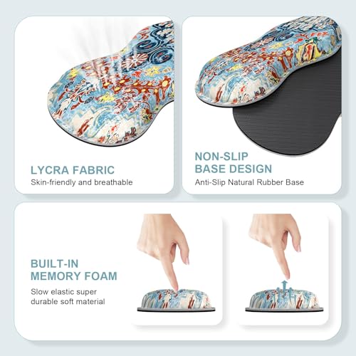 iLeadon Mouse Pad Set, 4in1 Large Gaming Desk Mat with Wrist Rest | Desk Mat with Wrist Rest, Keyboard Wrist Rest and Coaster, Mouse Pad Set for Home Office ,Retro Boho Floral Blue - color: Retro Boho Floral Blue