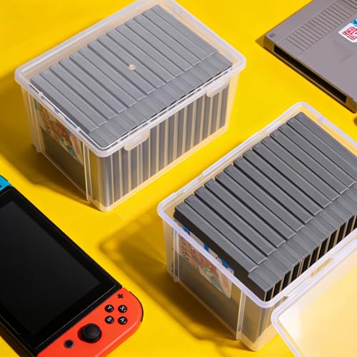 tutata NES Cartridge Case Storage Box Compatible with NES Cartridge Games, Retro Game Case Holder Clear