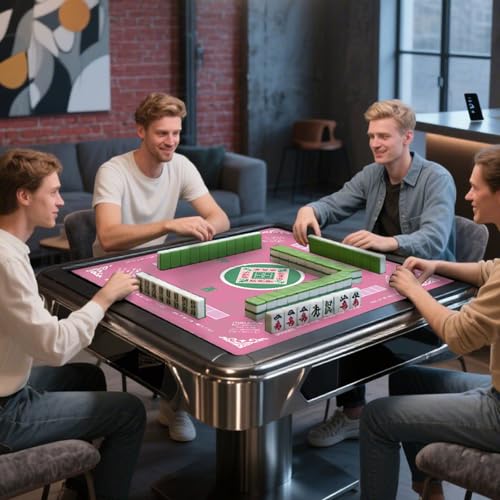 31.5 Inch Mahjong Mat for Table, 3MM Non-Slip & Noise Reduction Gaming Mat with Drawstring Bag, Perfect for Poker, Board Games, Card Games, Tile Games, and Dominoes (Pink) - color: Pink