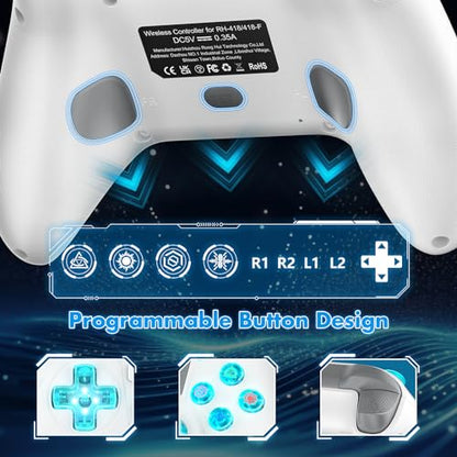 Wireless for PS5 Controller, Compatible with PS5/PS4/PC/iOS/Switch, 1000mAh Battery, Adjustable Turbo, Dual Shock Vibration, 6-Axis Motion Sensor, 3.5mm Headphone Jack for PlayStation 5 Controller