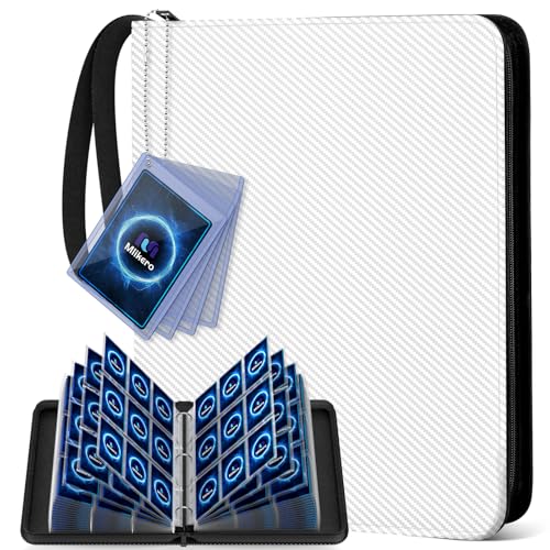 Mlikero Trading Card Binder, 9 Pocket Card Binder with Card Display Design, 720 Double Sided Pocket Collection Binder, Card Albums for MTG, TCG, and Sports Cards(White) - color: White, size: 720 Pocket