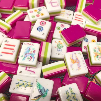 American Mahjong Design Set 1.2-inch 160 Acrylic High-Grade Four Layer Rose Red Mah-Jongg Tiles - color: Rose Red