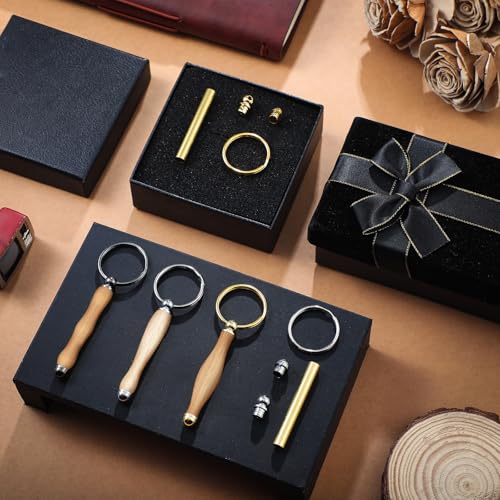 XunYee 12 Pcs WoodTurning Keychain Kit Woodturning Project Kit Wood Turning accessories Mandrel Woodturning keychain for Carpentry woodworker gift(Silver, Black, Gold) - color: Silver, Black, Gold