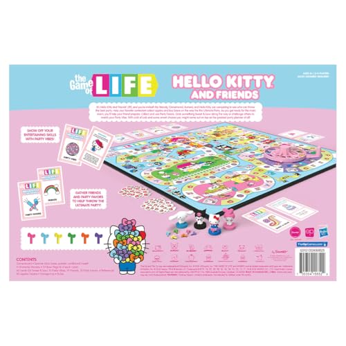 The Game of Life: Hello Kitty and Friends Board Game, Collect Apples and Buy Bows on The Way to The Ultimate Party, Play as Hello Kitty, Kuromi, & More, Officially Licensed Collectible & Merchandise