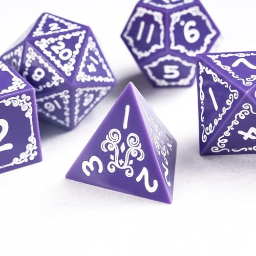 Cusdie 7-Piece Sharp Edges DND Dice Set with Sprout Design - Perfect for Tabletop RPGs Board Games Gifting and Collecting(Sprout Purple) - color: Sprout-purple