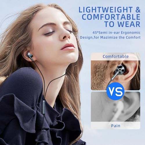 USB-C Wired Earbuds with Microphone, Volume Control, Noise Canceling, Compatible with Samsung Galaxy S24 S23 S22, iPhone 17 16 15 Pro Pro max, Pixel Phones - color: Black