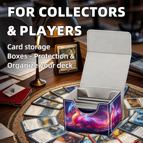 Trading Card Storage Box, Holds 100+ for MTG Cards, PU Leather with Magnetic Closure, Cosmic Rainbow Dragon in Starry Night Durable Deck Box for Magic the Gathering, Trading Card Games - color: Cosmic Rainbow Dragon in Starry Night