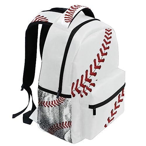 Baseball Backpack Softball White Personalized Your Name Text Bookbag School Travel College Shoulder Bag for Boys - color: Multi Pattern 12