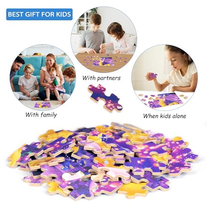 Puzzles for Kids Ages 4-8,Kids Puzzls in a Metal Box,60 Pieces Long Hairs Princess Small Puzles,Kid Boys Girls Learning Educational Puzzle Packed in Tin Box - color: Long Hairs60
