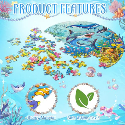 Civaner 70 Pieces Floor Puzzles Round Large Puzzles for Kids Ages 3-5 5-8 Jumbo Jigsaw Puzzle Educational Gifts for Toddlers Girls Boys Baby Shower Holiday Birthday(Ocean) - style: Ocean