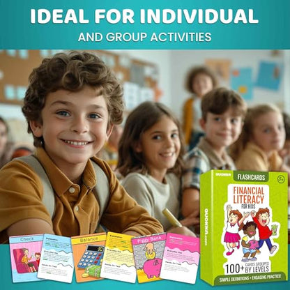 QUOKKA Financial Literacy Flash Cards for Teens – 110 Cards Teaching Kids About Money Management, Budgeting, Savings – Easy Money Games for Kids Ages 12+ – Fun Financial Literacy Games and Learning - color: Finance Flash Cards