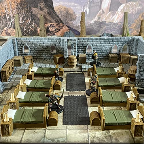Soldier Barracks Miniature Terrain Set for Tabletop Role Playing Games 28mm Scale