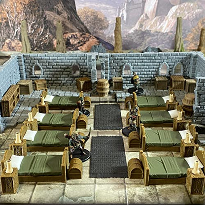 Soldier Barracks Miniature Terrain Set for Tabletop Role Playing Games 28mm Scale