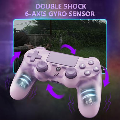 Wireless Controller for PS4, 2 Pack Controllers for PS4 with Double Vibration/6-Axis Sensor/Touch Pad/Headphone Jack, Ergonomic Non-Slip Grip Compatible with PlayStation 4/Slim/Pro (Green & Pink) - color: Green & Pink