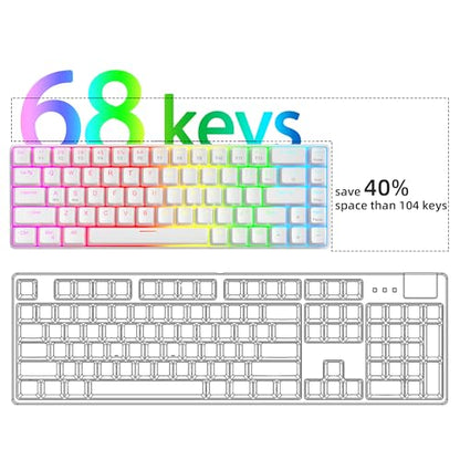 MageGee 60% Rapid Trigger Gaming Keyboard, Hall Effect Magnetic Switch, Actuation Point Adjustable, Hot Swappable RGB Backlit Wired Keyboard with Arrow Keys for Win/PC/MAC, White - color: White