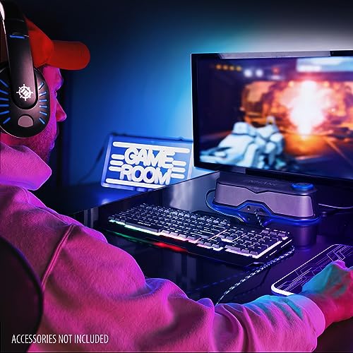 ENHANCE SB1 Computer Speakers High Excursion Soundbar - USB Powered Computer Sound Bar, Under Monitor Speaker with 10W Peak, LED Volume Control Knob, Headset Pass Through, Gaming Soundbar for PC - color: Blue