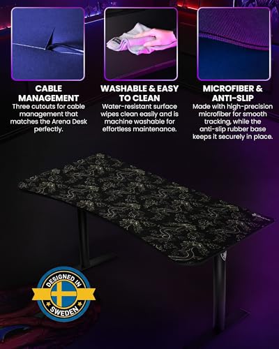 Arozzi Arena Gaming Desk Pad D010 | Full Desk Mouse Pad, Washable Desk Mat, Anti-Slip Rubber Base, Water-Resistant Surface - color: D010