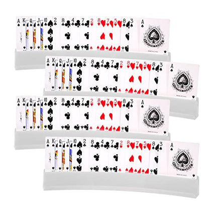 (Set of 4) Playing Card Holder for Kids Seniors, Domino Holder, Plastic Hands Free Cards Holders for Canasta, Poker Parties, Dominoes (White) - color: White