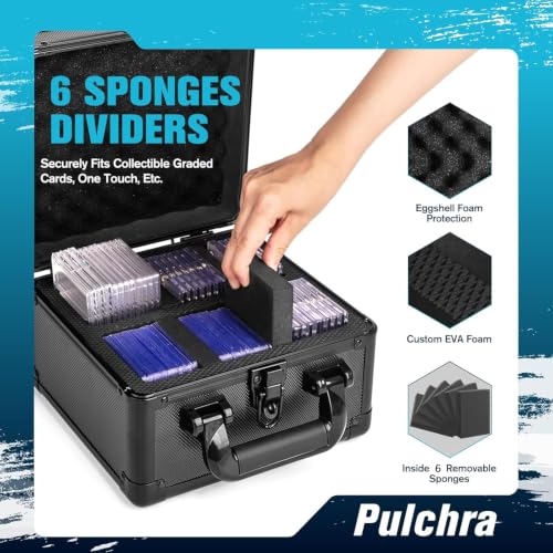 Pulchra Graded Card Storage Box, Top Loaders Case, Sports Trading Box, Slab PSA MTG CSG SGC Magnetic Holder, Waterproof Carrying Case, Collector Storage Boxes - size: Large