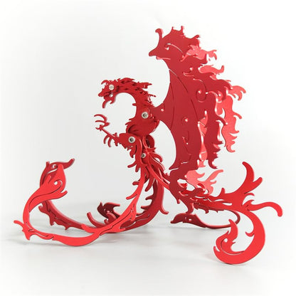 Phoenix 3D Metal Jigsaw Puzzle, Red, 28 Pieces | DIY Handmade Assembled Model Kits, Stainless Steel, Building Blocks Assembly, Gift for Adult - color: Phoenix Red