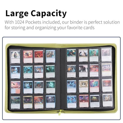 Snekdy premium 1024-pocket trading card binder, 16-pocket cards album, waterproof PU-leather Cover album with side loading, holds gaming, baseball, basketball & sports cards (Cyan) - color: Cyan